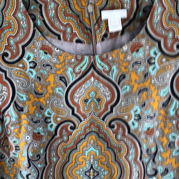 J Crew Collection 100% Silk Jules Gold Paisley Dress With Pockets Womens Size 6 - Picture 6 of 15